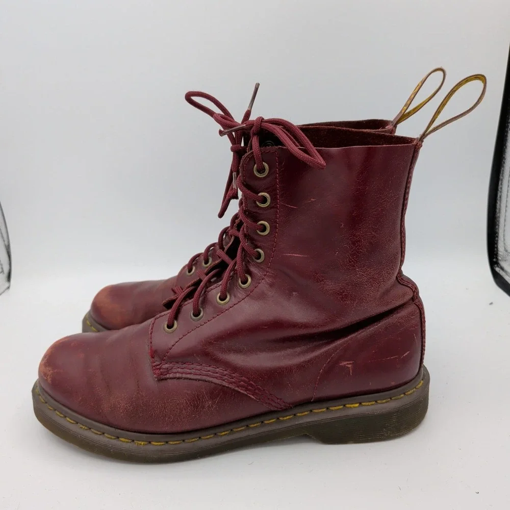 Dr Martens 1460 Pascal Cherry Red‎ Leather Combat Boots Mens 9 Womens 10 AW004
